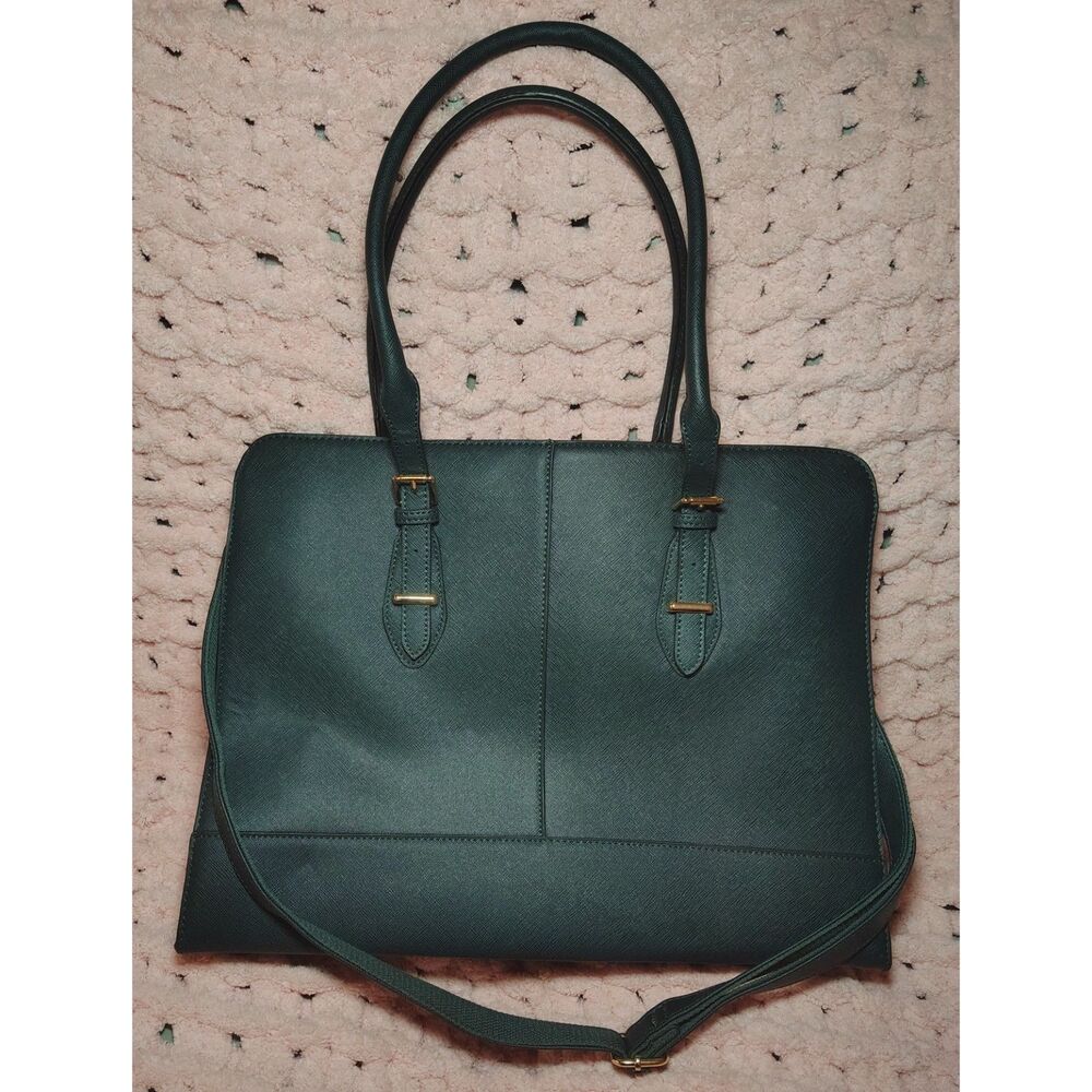 Laptop Bag 16 Inch Faux Leather Tote Briefcase Business Shoulder Bag New Green
